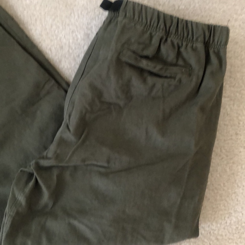 Mens Army green stretch waist pants - Picture 4 of 6